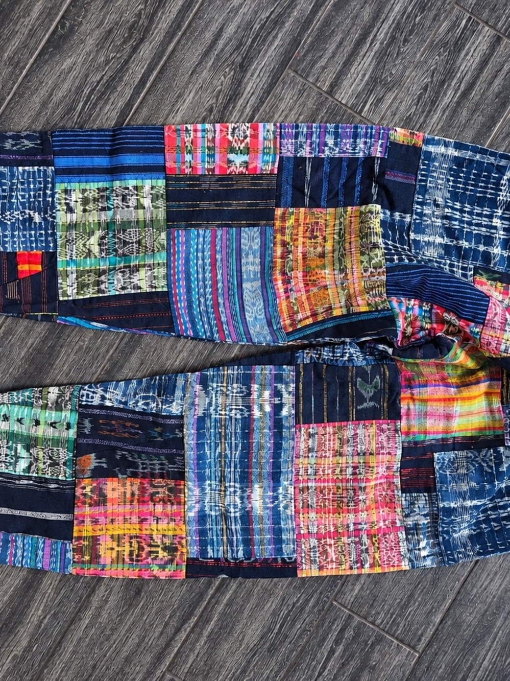 Handmade Guatemala Patchwork Pants Size L Panajachel Woven Boho Festival
